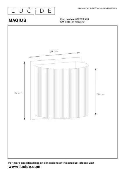 Lucide MAGIUS - Wall light - 1xE27 - Natural - technical